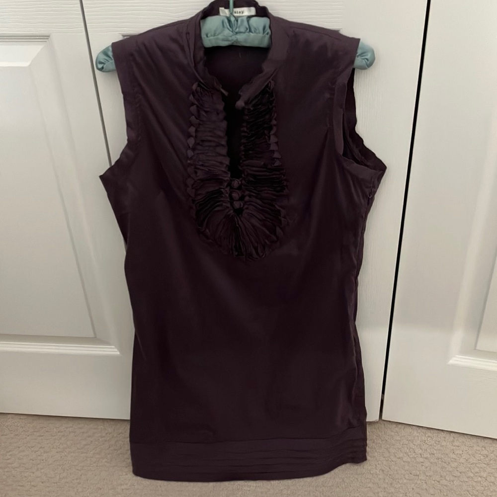 Plum spring/summer dress with frill